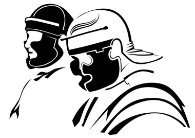 Antik bir Roma savaşçısı çizim beyaz zemin üzerine eskiz