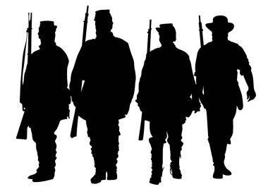 İç savaş kez beyaz arka plan üzerinde üniformalı Amerikan askerleri