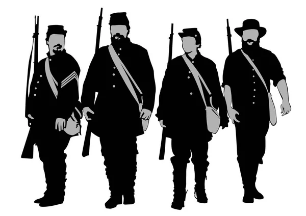 美国军人在内战时期的制服在白色背景 — 图库矢量图片