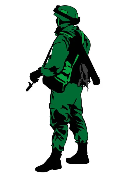 Soldado Uniforme Con Pistola Sobre Fondo Blanco — Vector de stock