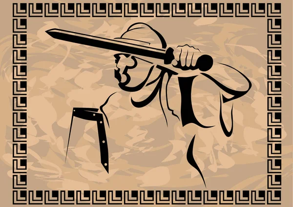 Schets Tekening Van Een Oude Romeinse Warrior — Stockvector