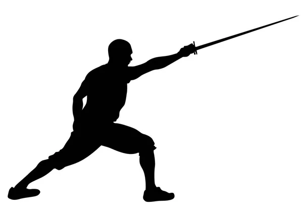 Athleten Messen Sich Fechten Vor Weißem Hintergrund — Stockvektor