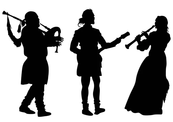 音乐家与老仪器在白色背景 — 图库矢量图片