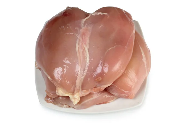 Kawałek Surowego Mięsa Kurczaka Białym Tle — Zdjęcie stockowe
