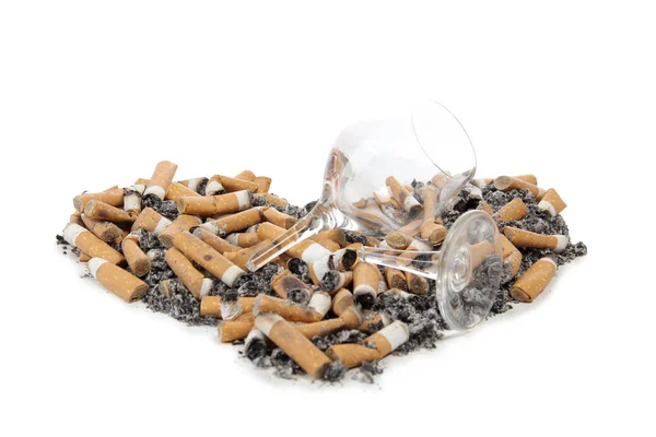 Ashtray Butts Sigarette White Background — Stock Photo, Image