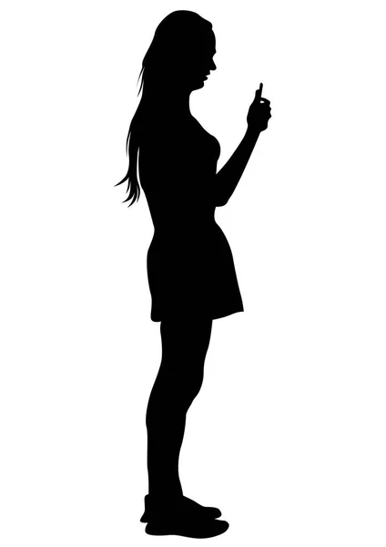 Jeune Femme Avec Smartphone Sur Fond Blanc — Image vectorielle