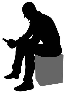 Adam beyaz arka plan üzerinde smartphone ile