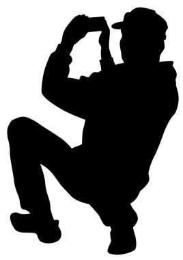 Adam beyaz arka plan üzerinde smartphone ile