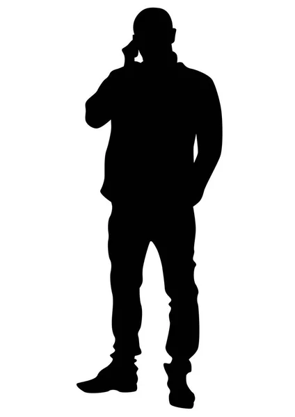 Homme Avec Smartphone Sur Fond Blanc — Image vectorielle