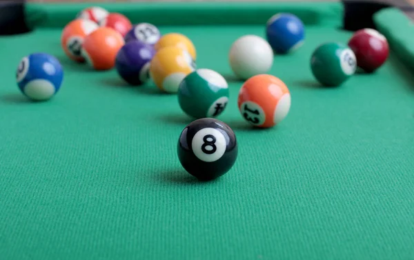 Billiard Balls Green Table Close — Stock Photo, Image