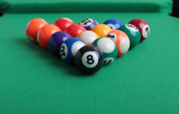 Billiard Balls Green Table Close — Stock Photo, Image