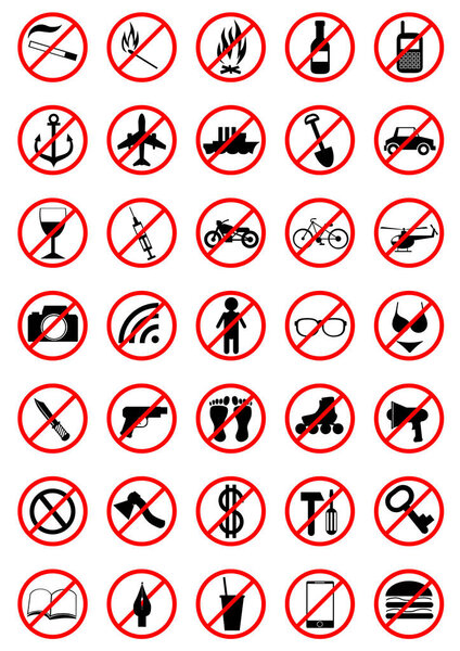 Знак запрета на белом фоне
