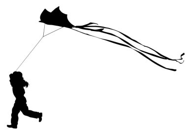 Beyaz bir arka planda uçurtma ile küçük çocuk