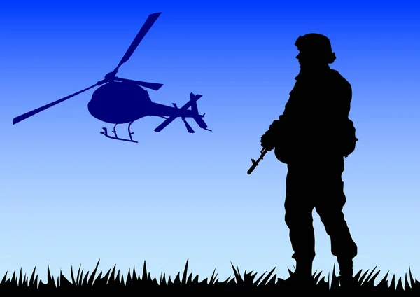 Soldier Uniform Weapon Helicopter — Stock Vector