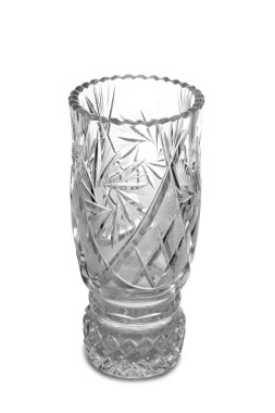 Beyaz arka planda Vintage kristal vazo