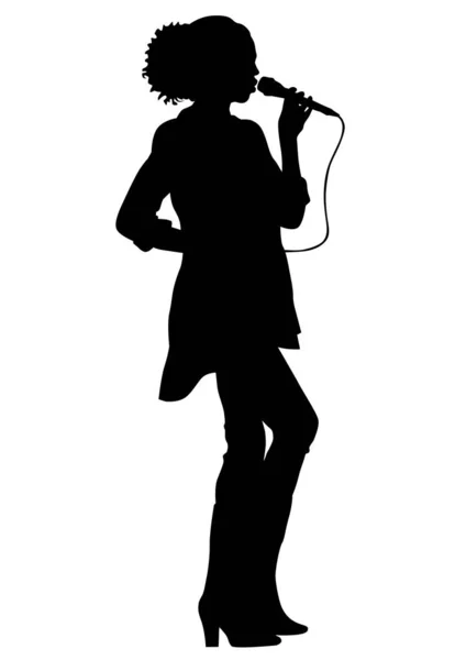 Chanteur Avec Microphones Sur Scène Sur Fond Blanc — Image vectorielle