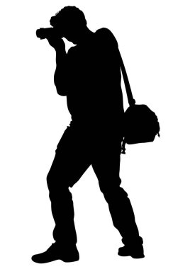 adam beyaz zemin üzerinde bir fotoğraf makinesi ile