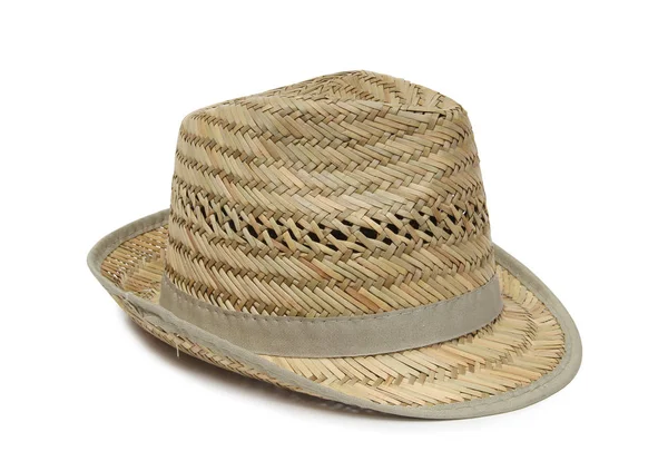 Old Straw Hat White Background — Stock Photo, Image