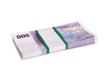 Beyaz arka planda kağıt dolar ve euro