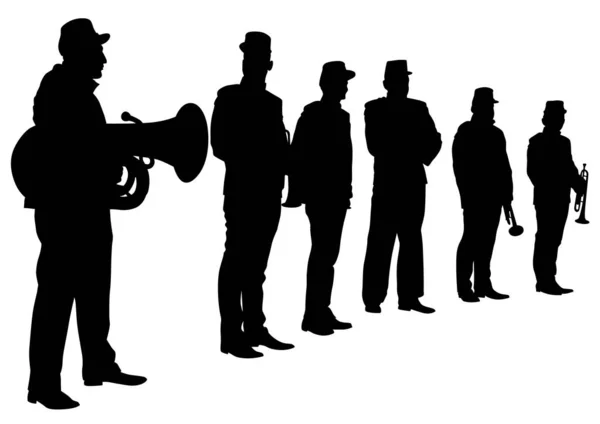 Музыкант White Brass Band Голубом Фоне — стоковый вектор