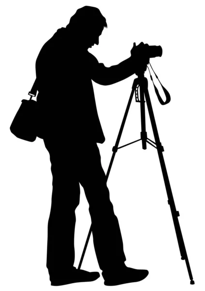 Man Camera White Background — Stock Vector
