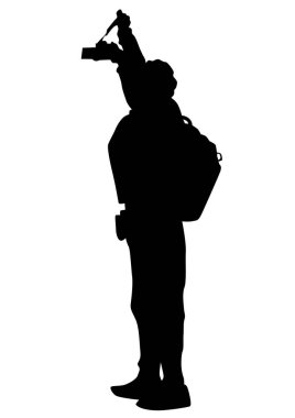 adam beyaz zemin üzerinde bir fotoğraf makinesi ile