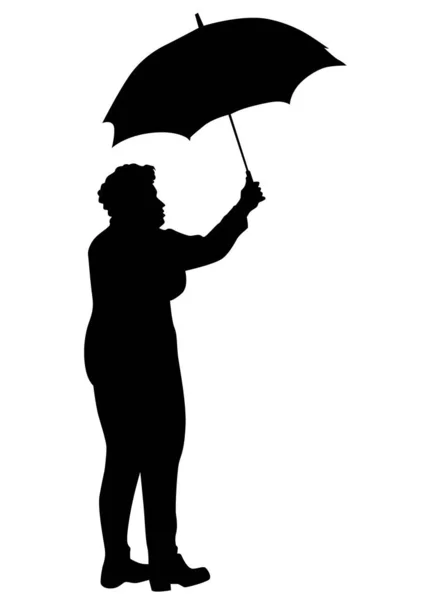 Woman Big Umbrella White Background — Stock Vector