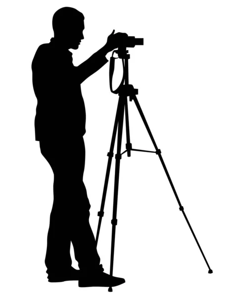 Man Camera White Background — Stock Vector