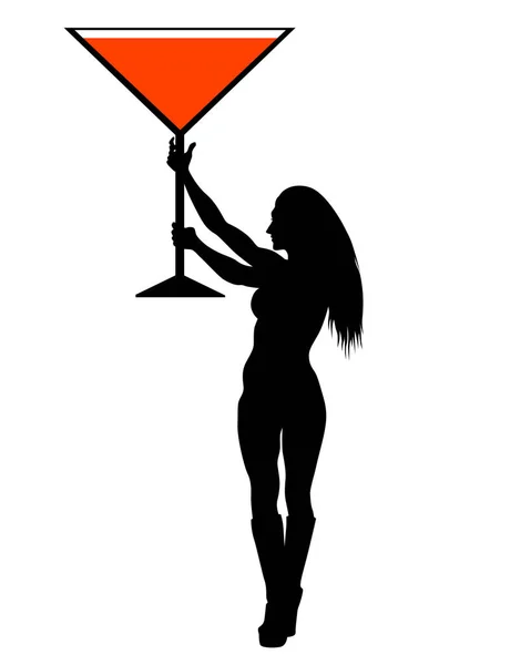 Hermosa Chica Vaso Martini Sobre Fondo Blanco — Vector de stock