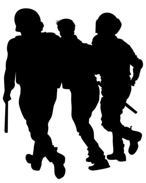 People of special police force on white background