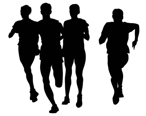 People Athletes Running Race White Background — Stock Vector