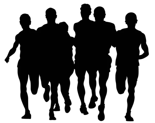 People Athletes Running Race White Background — Stock Vector