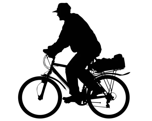 Sport Mensen Whit Fiets Witte Achtergrond — Stockvector