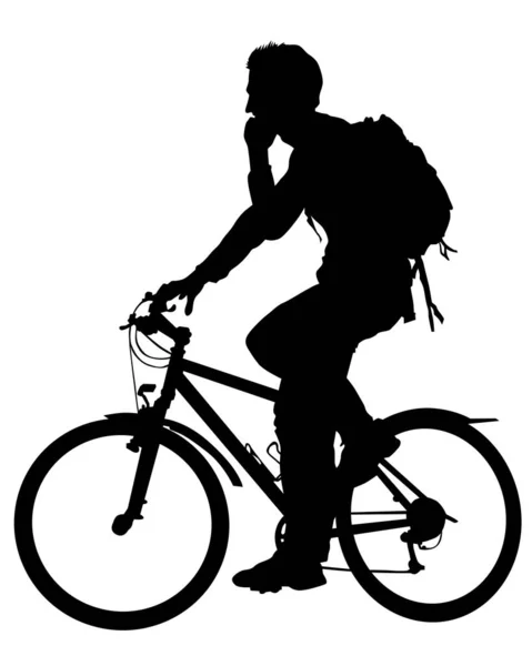 Sportler Mit Fahrrad Auf Weißem Hintergrund — Stockvektor