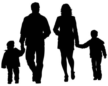 Beyaz arka plan üzerinde küçük çocuğu olan aileler