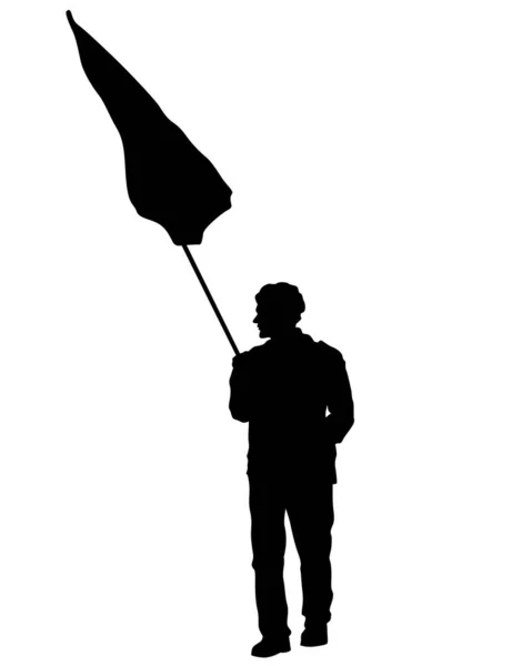 Les Gens Avec Grands Drapeaux Sur Fond Blanc — Image vectorielle