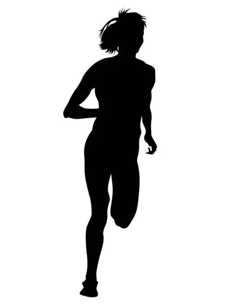 Athlètes Femmes Course Sur Fond Blanc — Image vectorielle