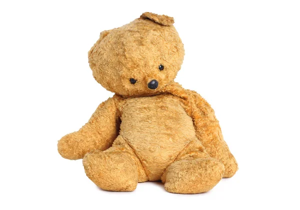 Old Teddy Bear White Background — Stock Photo, Image