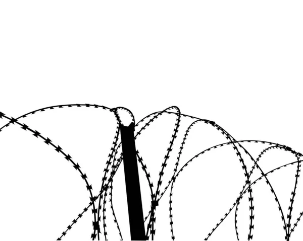 Barbed Wire Steel Fence Border Zone — Stock Vector