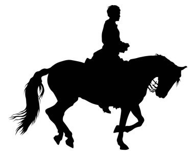 Süvari beyaz bir arka plan üzerinde bir at sürmek