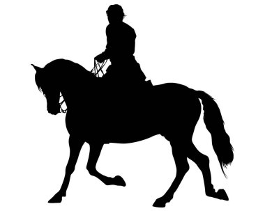 Süvari beyaz bir arka plan üzerinde bir at sürmek