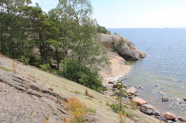 Sten Klippor Och Träd Nordsjön — Stockfoto