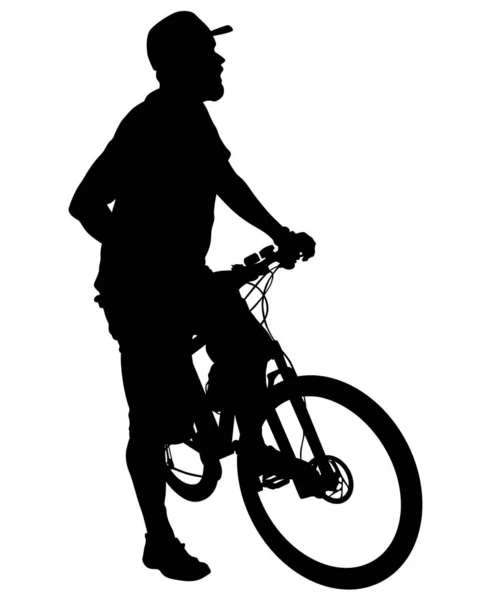 Desporto Pessoas Whit Bicicleta Fundo Branco — Vetor de Stock