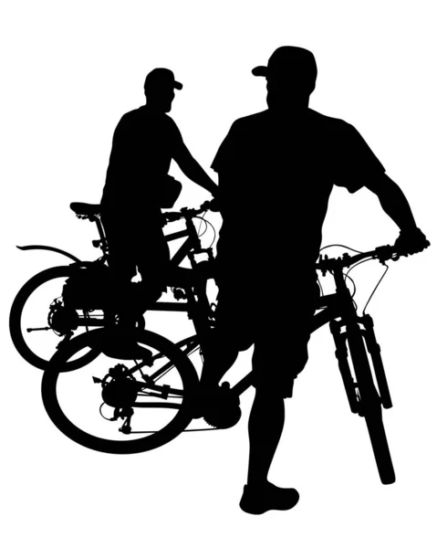 Sport Människor Whit Cykel Vit Bakgrund — Stock vektor