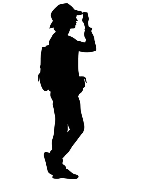 Mujer Joven Con Smartphone Sobre Fondo Blanco — Vector de stock