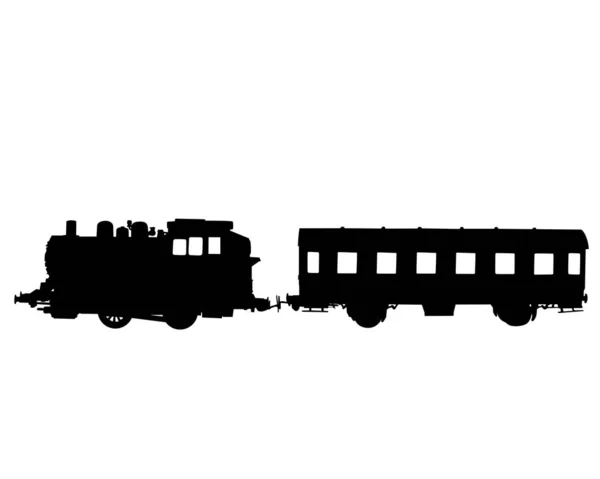 Model Steam Locomotive Passenger Cars Rails White Background — Stock Vector