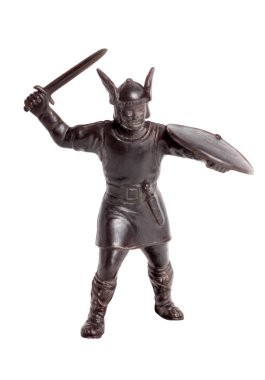 Beyaz arka plan üzerinde Viking plastik rakam