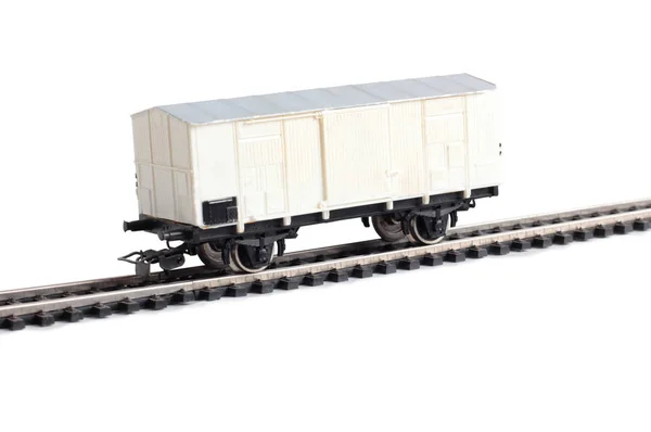 Model Steam Locomotive Cistern Rails White Background — Stock Photo, Image