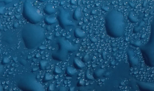 Gotas Líquido Azul Superfície Plástica — Fotografia de Stock