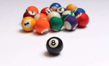 Billiard balls on white background clipart